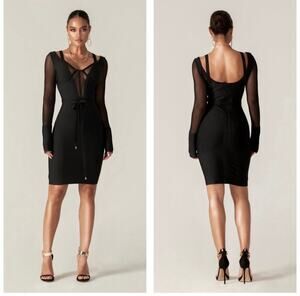 Alieva Roxane Mesh Bandage Dress Black Size Medium